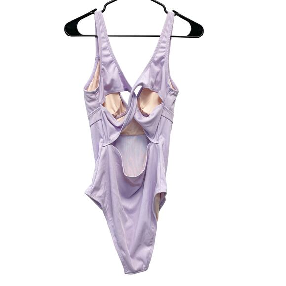 Cupshe Women's Lilac Purple Ribbed Cutout Design One Piece Swimsuit Size Large - Picture 4 of 7